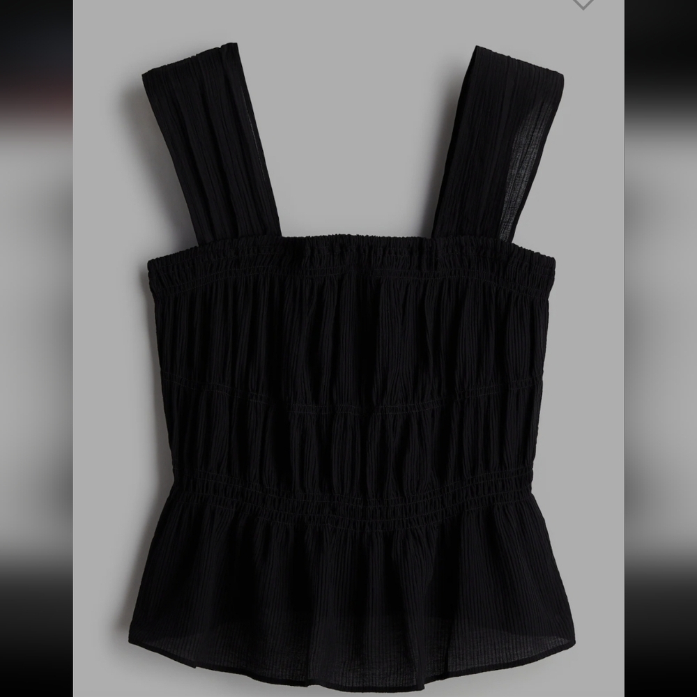 H & M Black Crêpe Peplum Tank Top